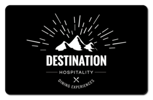 Destination Hospitality logo in white over a solid black background.